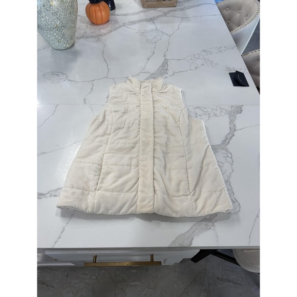 J. Jill Vest Womens Small Ivory Quilted Puffer Snap Front Mock Neck Pockets - Picture 10 of 12